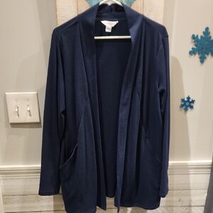 EUC Liz Claiborne Women's Navy Open Front Cardigan w/pockets Sz XL